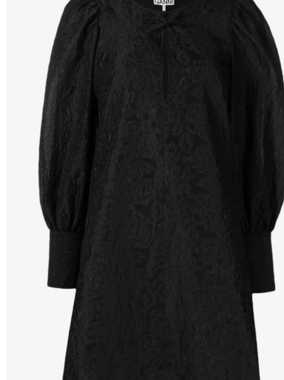 GANNI jacquard organza mini cocktail dress in black